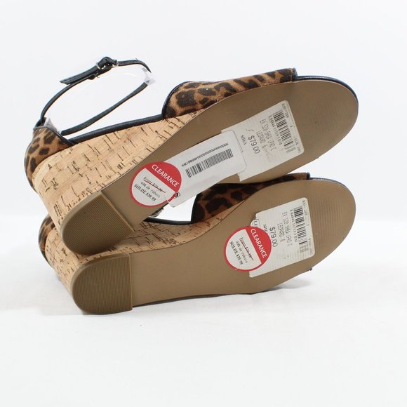 Expression Shea Cork Wedge Sandals - Black/Leopard 6 - Picture 3 of 4
